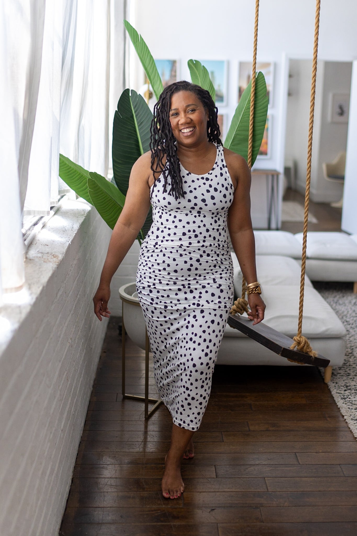 Whitney Racer Back Tank Dress - Spotted