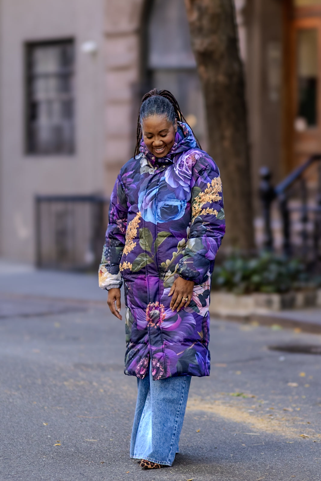 Purple puffer coat on sale