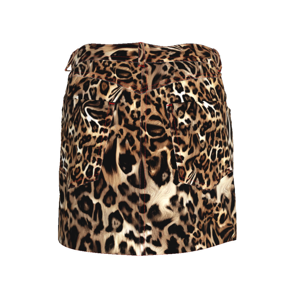Denim Mini Skirt - Denim Mini-Leopard in Stretch Organic Classic Cotton Twill