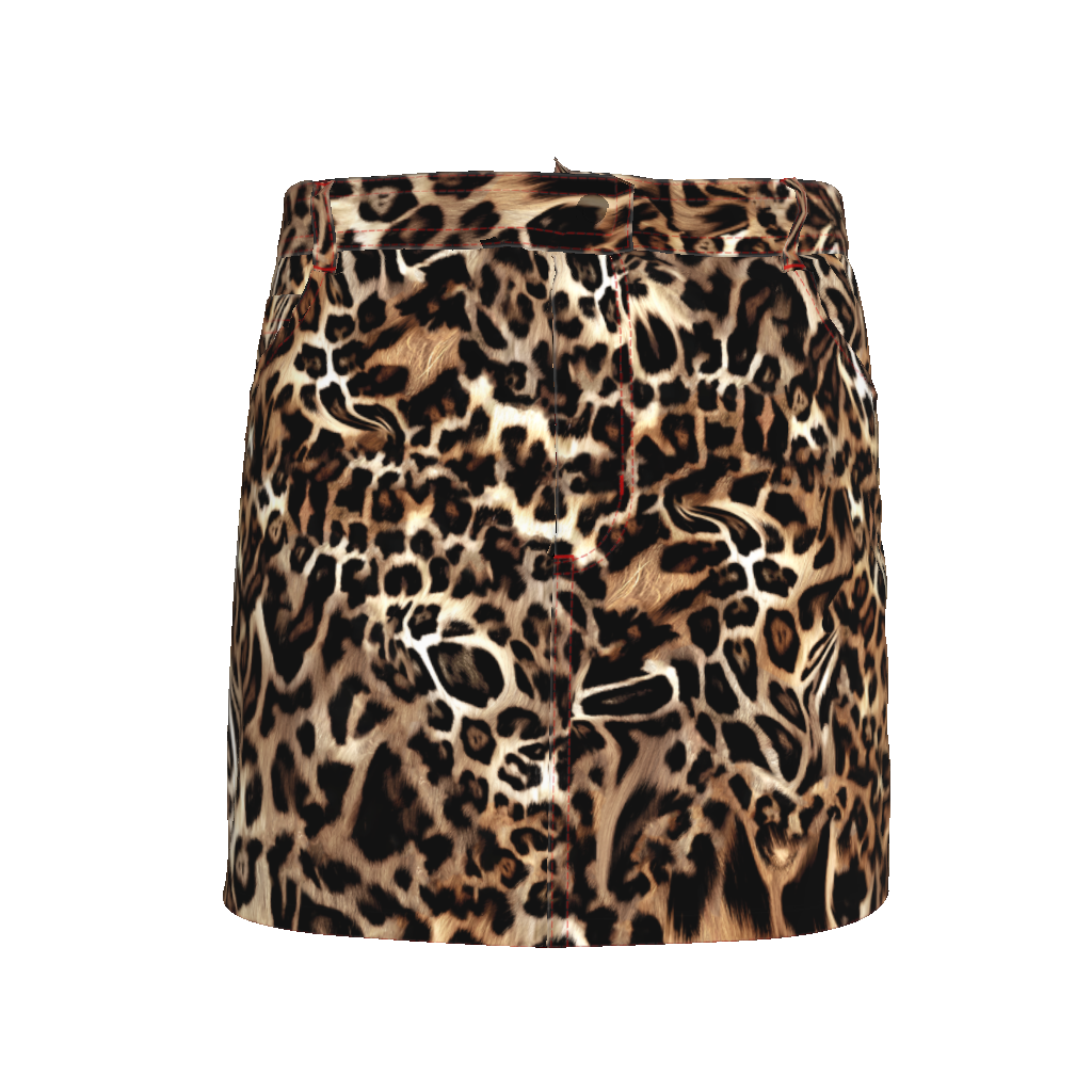Denim Mini Skirt - Denim Mini-Leopard in Stretch Organic Classic Cotton Twill