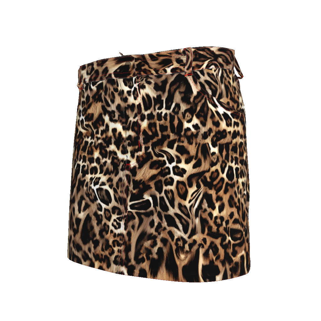 Denim Mini Skirt - Denim Mini-Leopard in Stretch Organic Classic Cotton Twill