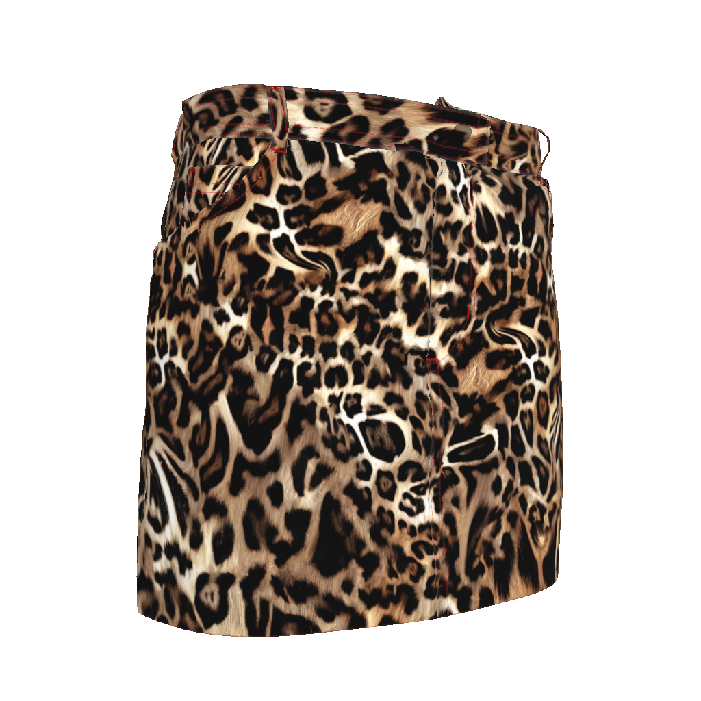 Denim Mini Skirt - Denim Mini-Leopard in Stretch Organic Classic Cotton Twill