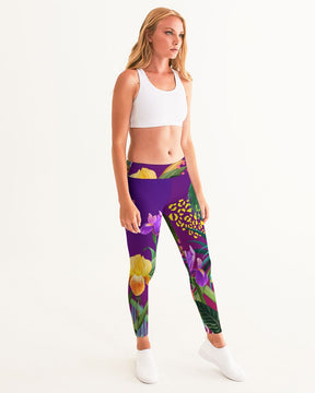 Purple Floral Women's Yoga Pants