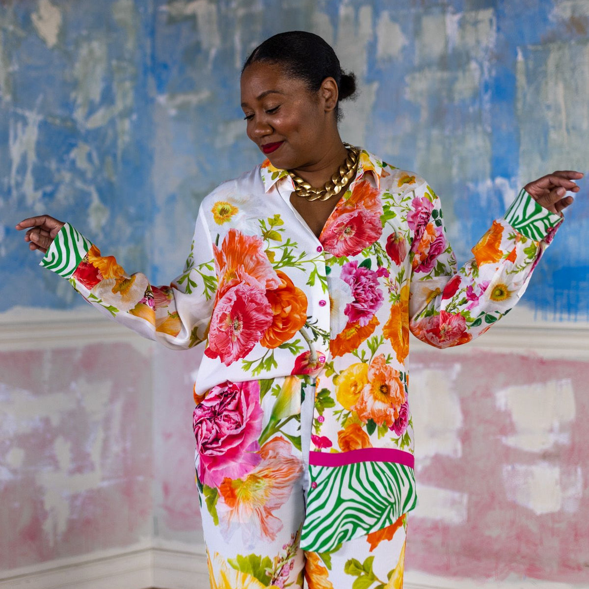 Cora Blouse Spring Escape (Printed to Order) dressed in joy