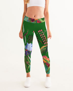 Green Floral Women's Yoga Pants