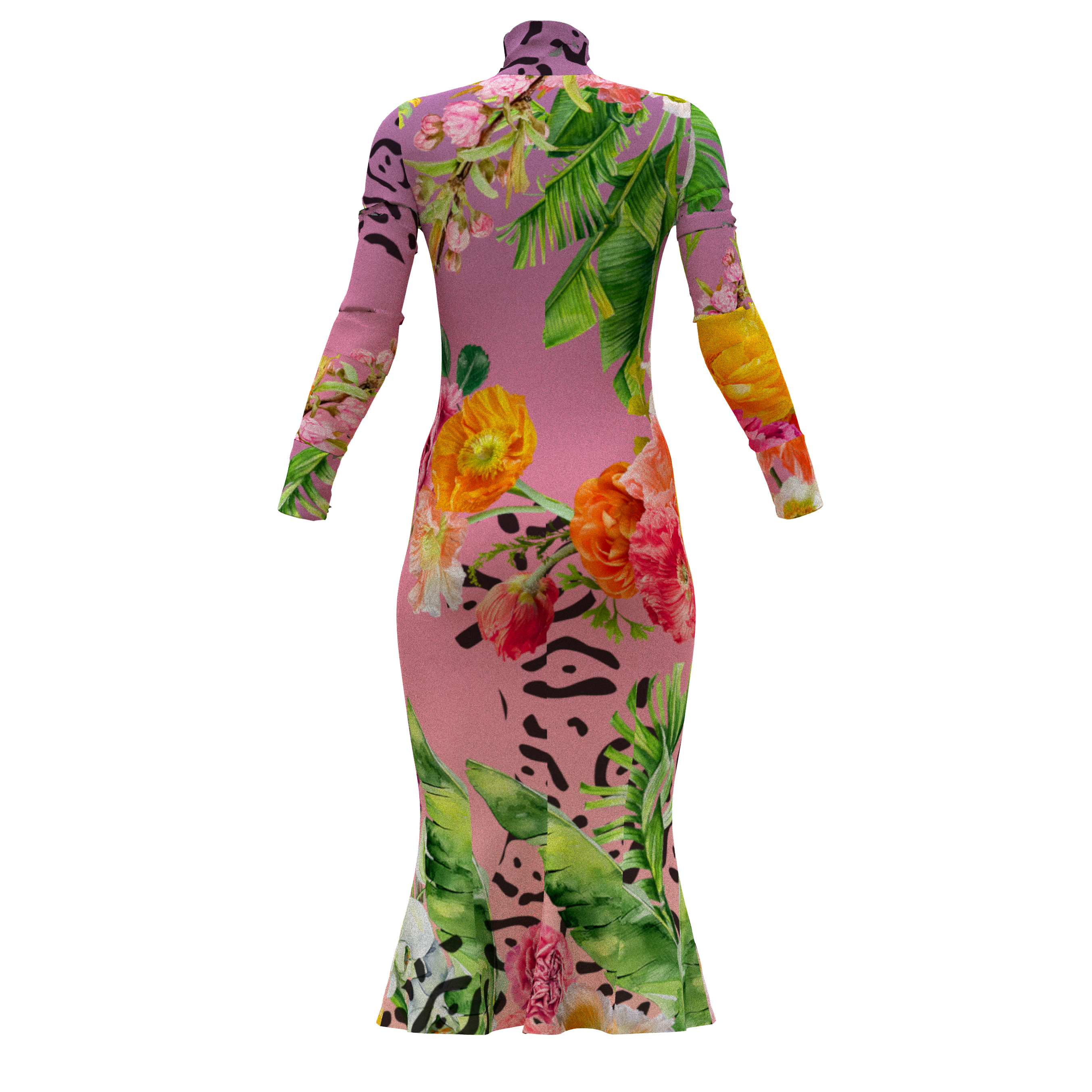 Turtleneck Whitney Dress - Spring Dream (Printed to Order)