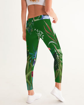 Green Floral Women's Yoga Pants