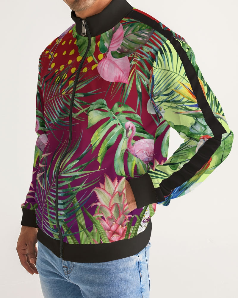 Tropical Sunset Men's Stripe-Sleeve Track Jacket